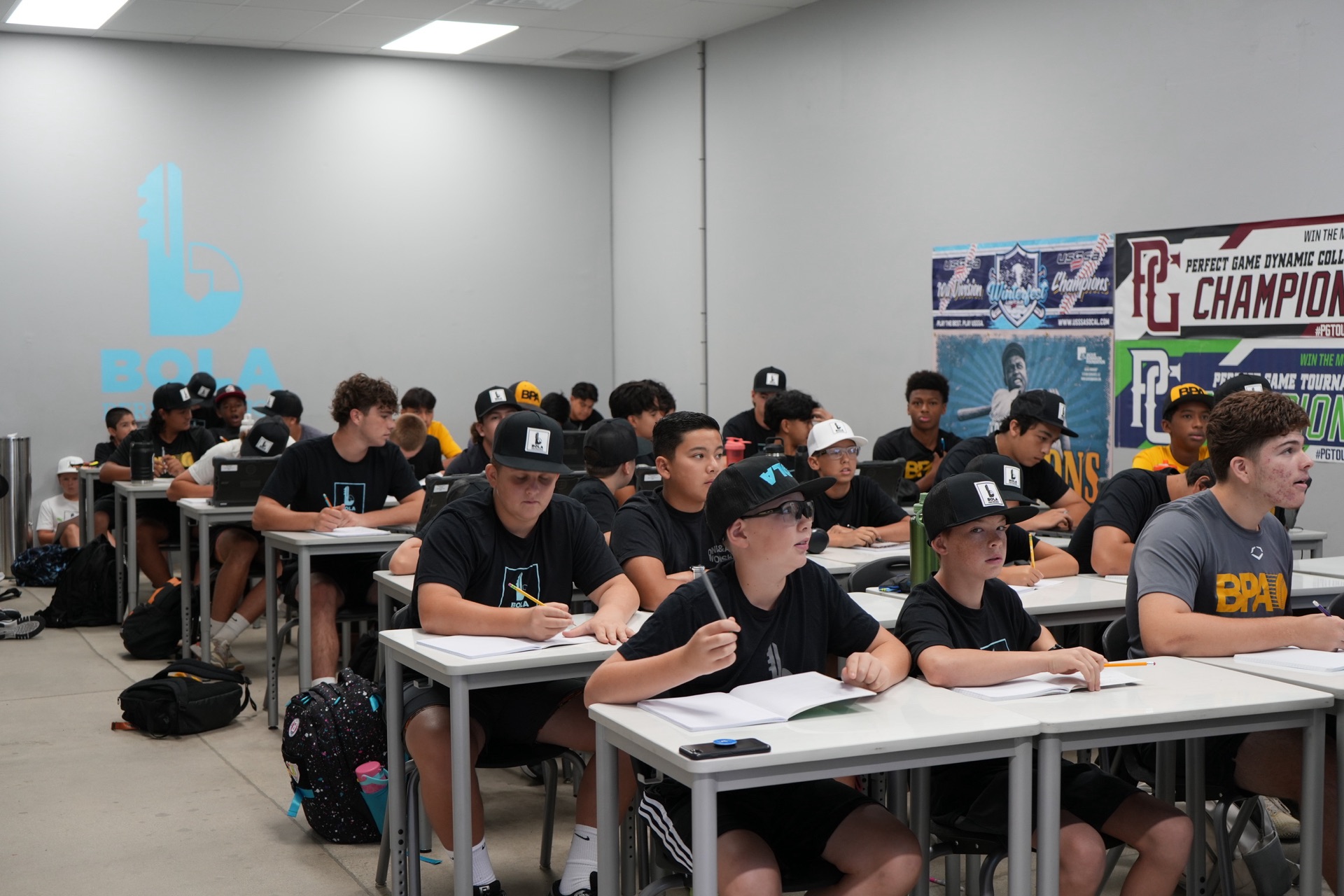Bola Prep Academy athletes in the classroom during study hall